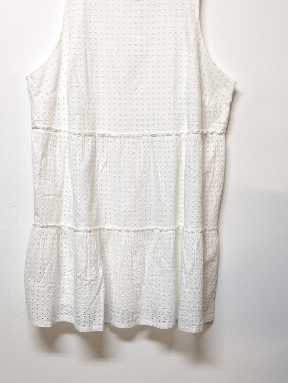 LANDS END White Eyelet Cotton Tiered Tank Dress Size 1X - Picture 3 of 8